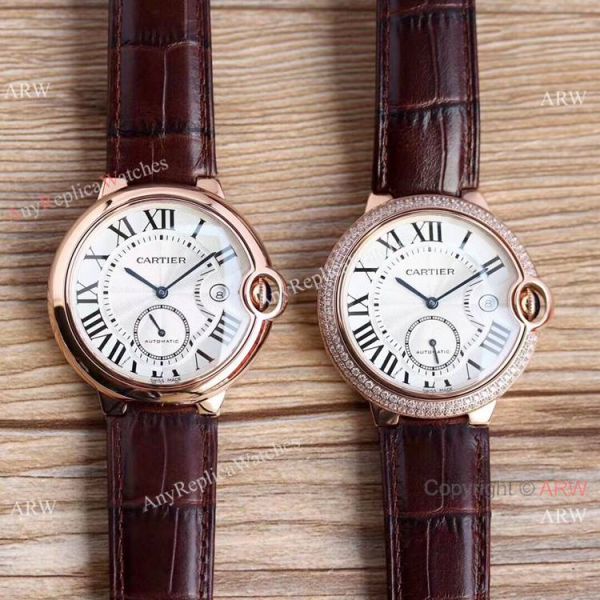 Swiss Fake Cartier Ballon Bleu 42mm XL Watch Rose Gold Diamond Case Swiss Fake Cartier Ballon Bleu 42mm XL Watch Rose Gold Diamond Case