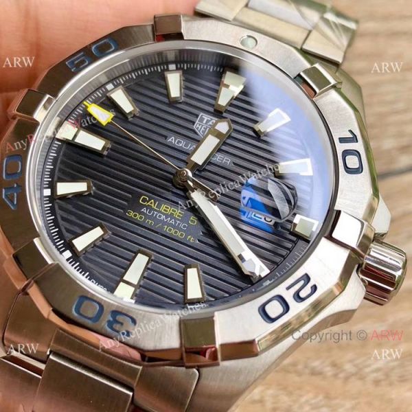 Swiss Clone TagHeuer Aquaracer Calibre 5 Watch Stainless Steel Gray Face Swiss Clone TagHeuer Aquaracer Calibre 5 Watch Stainless Steel Gray Face
