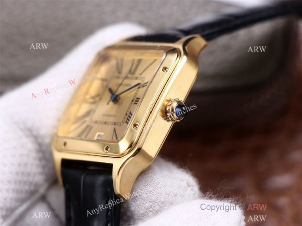 AAA Replica Cartier Santos-Dumont Swiss 9015 Watch All Gold Couple Wrist AAA Replica Cartier Santos-Dumont Swiss 9015 Watch All Gold Couple Wrist