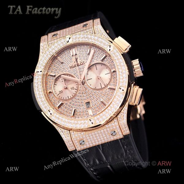 Swiss Replica Hublot Big Bang Chronograph 45mm Rose Gold Diamond Watch For Men Swiss Replica Hublot Big Bang Chronograph 45mm Rose Gold Diamond Watch For Men