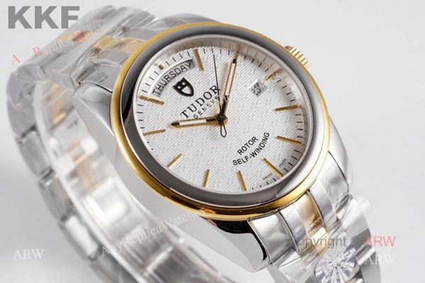 Swiss Replica Tudor Glamour Day Date 39mm White Dial Watch With Stick Markers Swiss Replica Tudor Glamour Day Date 39mm White Dial Watch With Stick Markers