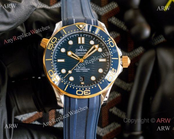 Best Quality Copy Omega Seamaster Diver 300M Watches Rose Gold and Blue Best Quality Copy Omega Seamaster Diver 300M Watches Rose Gold and Blue
