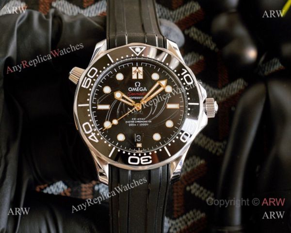 Omega Diver 300m James Bond Limited Edition Watches Blue Rubber Strap Gray Face Omega Diver 300m James Bond Limited Edition Watches Blue Rubber Strap Gray Face