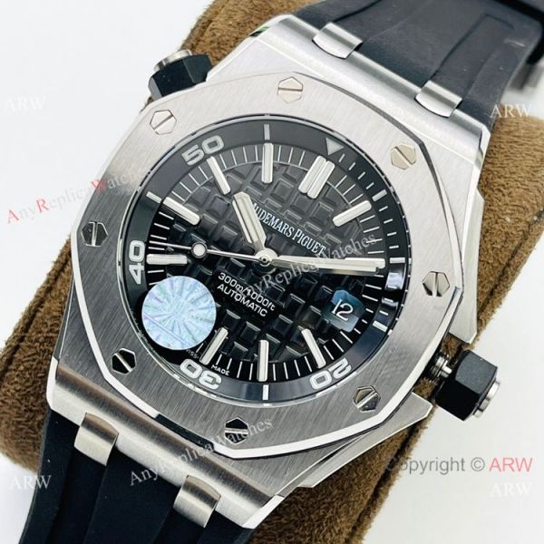 JF Factory Replica Audemars Piguet Divers Swiss 3120 Watch Silver and Black JF Factory Replica Audemars Piguet Divers Swiss 3120 Watch Silver and Black