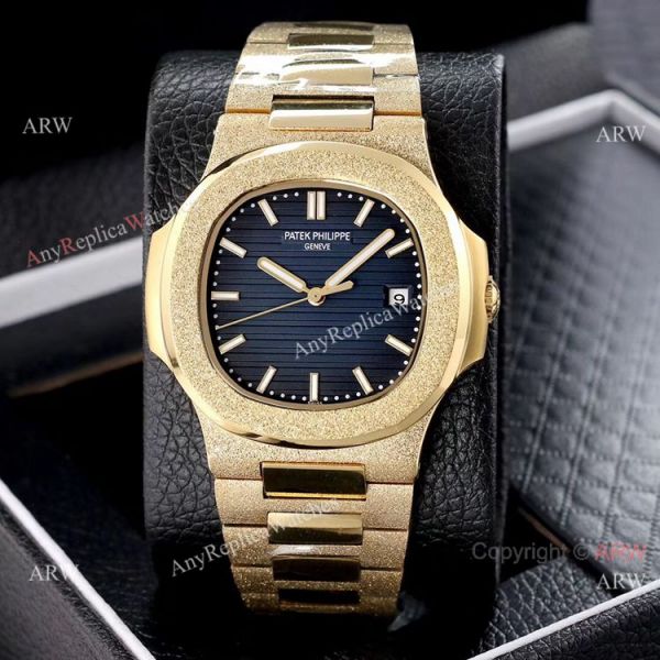 Copy Patek Philippe Nautilus Frosted Gold Watch with Luminous Dial Markers Copy Patek Philippe Nautilus Frosted Gold Watch with Luminous Dial Markers