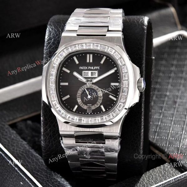Patek Philippe Annual Calendar Copy Watches Stainless Steel with Diamond 40mm Patek Philippe Annual Calendar Copy Watches Stainless Steel with Diamond 40mm