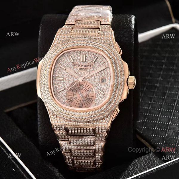 Luxury Copy Patek Philippe Nautilus Yellow Gold Full Diamond Watches Luxury Copy Patek Philippe Nautilus Yellow Gold Full Diamond Watches