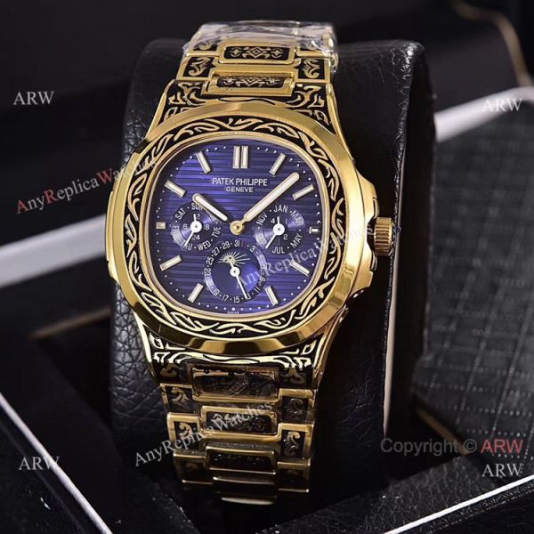 Knockoff Patek Philippe 5740 Nautilus Yellow Gold Engraving 40mm Knockoff Patek Philippe 5740 Nautilus Yellow Gold Engraving 40mm