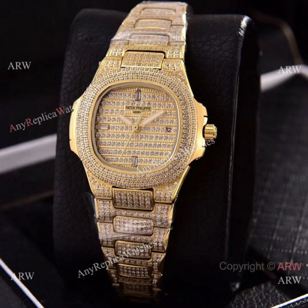 Swiss Quartz Patek Philippe Lady-Nautilus Iced Out Watches Sapphire Glass Swiss Quartz Patek Philippe Lady-Nautilus Iced Out Watches Sapphire Glass