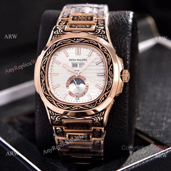 Patek Philippe Annual Calendar Copy Watches Rose Gold Engraving Patek Philippe Annual Calendar Copy Watches Rose Gold Engraving