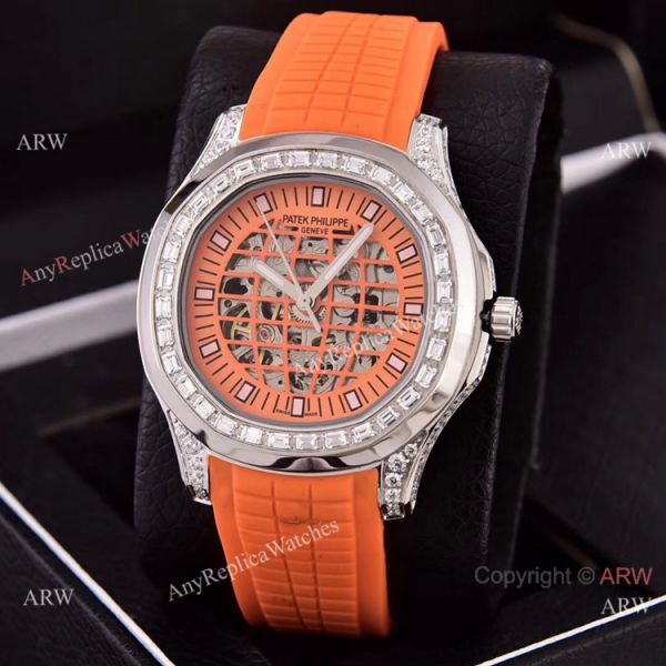 Copy Patek Philippe Aquanaut Watches Hollow Face Silver Diamond Bezel Copy Patek Philippe Aquanaut Watches Hollow Face Silver Diamond Bezel