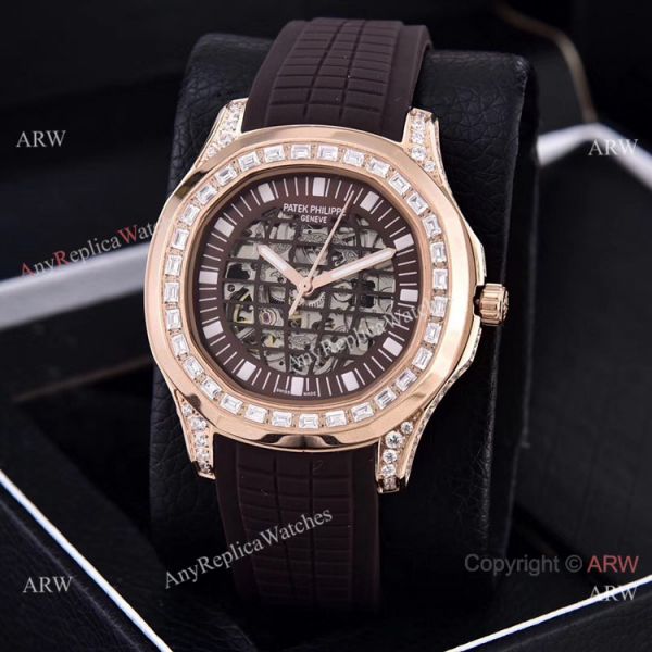 Replica Patek Philippe Aquanaut Diamond Watches Hollow Dial Rose Gold Replica Patek Philippe Aquanaut Diamond Watches Hollow Dial Rose Gold