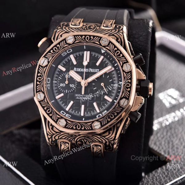 Copy Audemars Piguet Diver Silver Engraving Watches Chronograph 43mm Copy Audemars Piguet Diver Silver Engraving Watches Chronograph 43mm