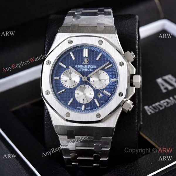 Knockoff Audemars Piguet Royal Oak 41mm Wrist Silver Steel Blue Sub-dials Knockoff Audemars Piguet Royal Oak 41mm Wrist Silver Steel Blue Sub-dials