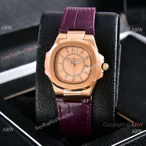 Copy Patek Philippe Nautilus Quartz Watches Rose Gold Women Size Copy Patek Philippe Nautilus Quartz Watches Rose Gold Women Size