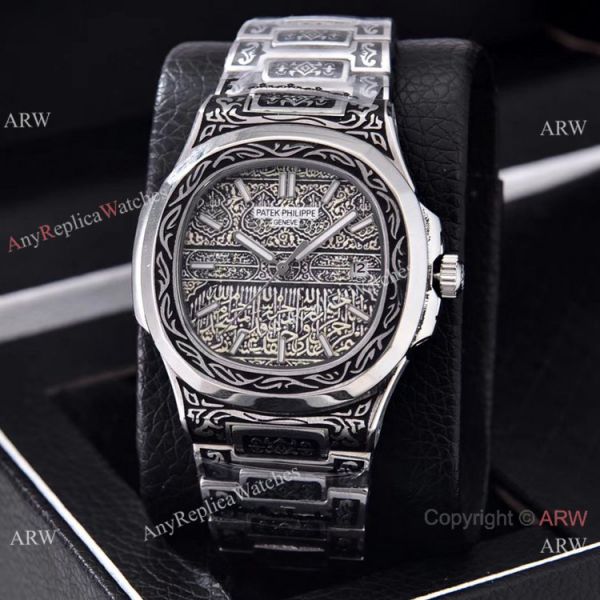 Clone Patek Philippe Nautilus Silver Tattoo Wrist Purple Dial 40mm Clone Patek Philippe Nautilus Silver Tattoo Wrist Purple Dial 40mm