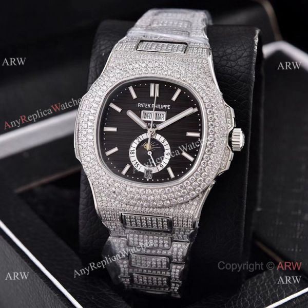 Patek Philippe Annual Calendar Full Diamonds Watches Gray Gradient Face 41mm Patek Philippe Annual Calendar Full Diamonds Watches Gray Gradient Face 41mm