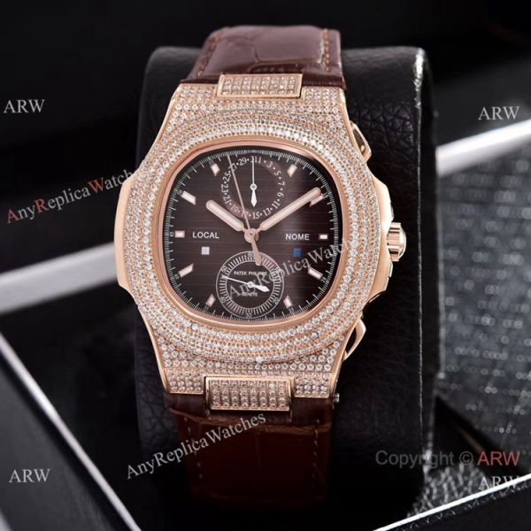 Japan Grade Patek Philippe Nautilus Diamonds Watches Rose Gold White Face Japan Grade Patek Philippe Nautilus Diamonds Watches Rose Gold White Face