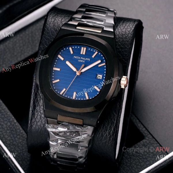 Knockoff Patek Philippe Nautilus All Black Watches Blue Gradient Dial Knockoff Patek Philippe Nautilus All Black Watches Blue Gradient Dial