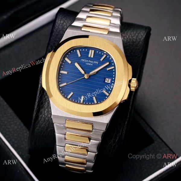 Knockoff Patek Philippe Nautilus 40mm Watches Two Tone Gray Dial Knockoff Patek Philippe Nautilus 40mm Watches Two Tone Gray Dial