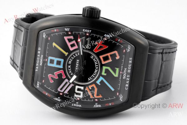 ABF Swiss Grade Franck Muller Vanguard V45 CRAZY HOUR Watch All Black ABF Swiss Grade Franck Muller Vanguard V45 CRAZY HOUR Watch All Black