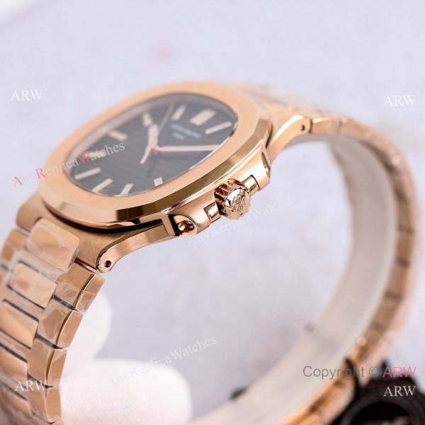 Swiss Copy Patek Philippe Rose Gold Black Dial Nautilus Watch PPF Cal.324 40mm Swiss Copy Patek Philippe Rose Gold Black Dial Nautilus Watch PPF Cal.324 40mm