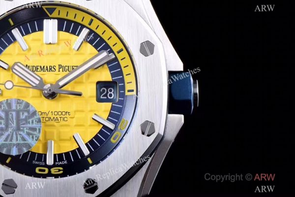 JF Factory V8 1:1 Best Audemars Piguet Divers Watch Yellow Dial 3120 Movement JF Factory V8 1:1 Best Audemars Piguet Divers Watch Yellow Dial 3120 Movement