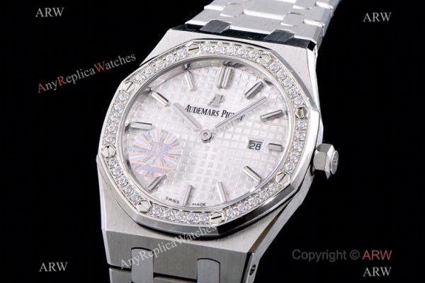 JF Swiss Copy Audemars Piguet Lady Royal Oak Watch White Dial Diamond Bezel 33mm JF Swiss Copy Audemars Piguet Lady Royal Oak Watch White Dial Diamond Bezel 33mm