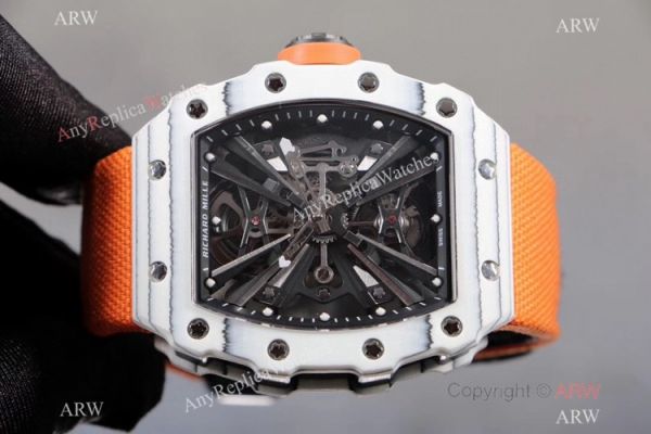 KV Factory Richard Mille RM 12-01 Tourbillon Watch Quartz fiber Case Orange Canvas Strap KV Factory Richard Mille RM 12-01 Tourbillon Watch Quartz fiber Case Orange Canvas Strap