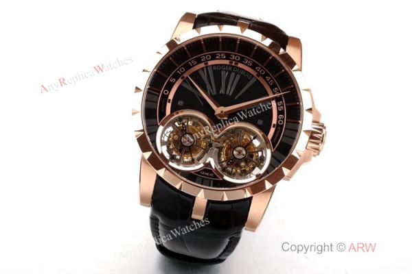 Super Clone Roger Dubuis RDDBEX0249 Double Tourbillon Rose Gold Watch 47mm Super Clone Roger Dubuis RDDBEX0249 Double Tourbillon Rose Gold Watch 47mm