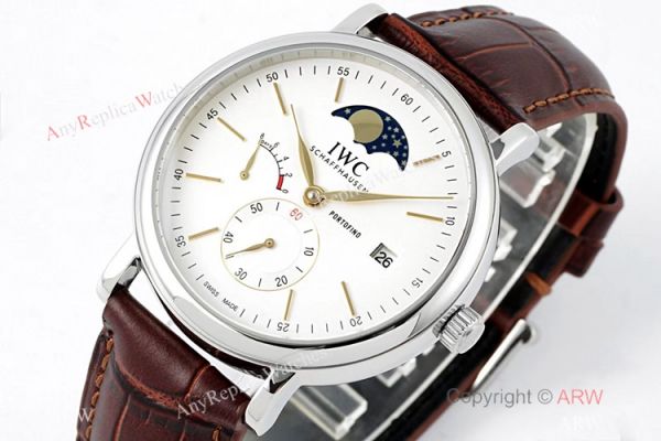 AI Factory Swiss Replica IWC Portofino Hand Wound 8 Days Moonphase Watch 45mm White Dial AI Factory Swiss Replica IWC Portofino Hand Wound 8 Days Moonphase Watch 45mm White Dial