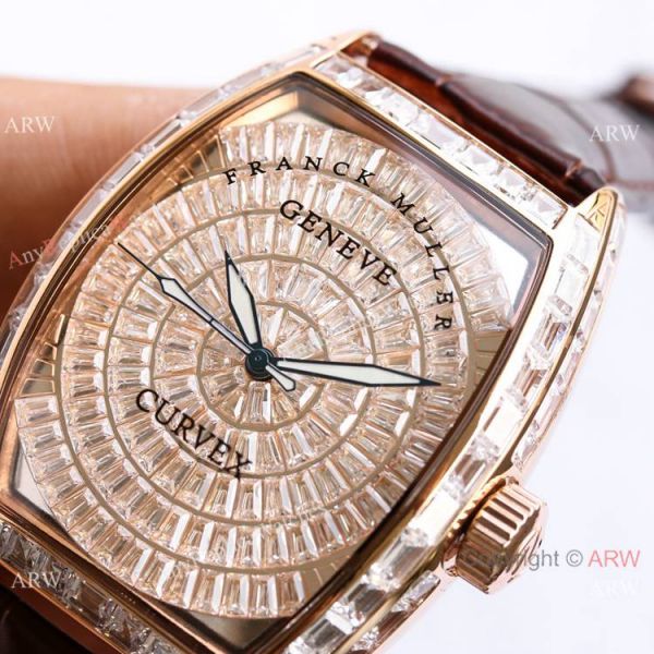Swiss Copy Franck Muller Geneve Cintree Curvex Iced Out Watch TWF V2 version Rose Gold Swiss Copy Franck Muller Geneve Cintree Curvex Iced Out Watch TWF V2 version Rose Gold