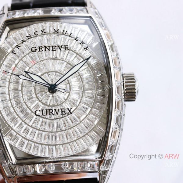 Swiss Copy Franck Muller Geneve Cintree Curvex Iced Out Silver Watch TWF V2 version Swiss Copy Franck Muller Geneve Cintree Curvex Iced Out Silver Watch TWF V2 version