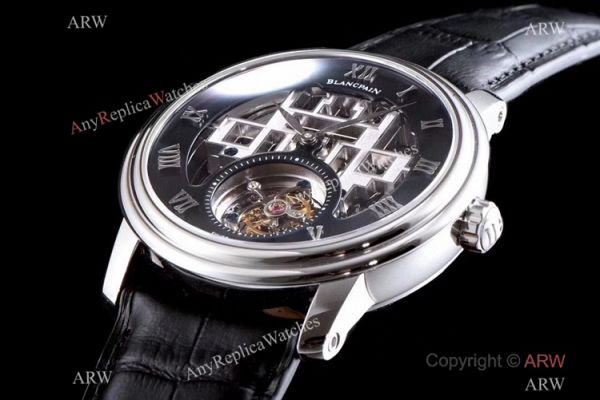 Super Clone Blancpain Fantasy Swiss Tourbillon Watch 43mm Black Leather Strap Super Clone Blancpain Fantasy Swiss Tourbillon Watch 43mm Black Leather Strap