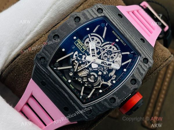 RM Factory Swiss Richard Mille RM 35-02 Rafael Nadal Watch Carbon NTPT Case Pink Rubber Strap RM Factory Swiss Richard Mille RM 35-02 Rafael Nadal Watch Carbon NTPT Case Pink Rubber Strap