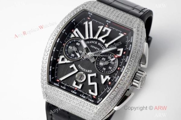 Swiss Grade 1 Replica Franck Muller Vanguard Yachting V45 Seagull 7750 Watch Diamond Case Black Dial Swiss Grade 1 Replica Franck Muller Vanguard Yachting V45 Seagull 7750 Watch Diamond Case Black Dial