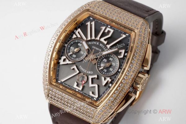 Swiss Grade One Copy Franck Muller Vanguard Yachting V45 Seagull 7750 Watch Diamond Case Brown Dial Swiss Grade One Copy Franck Muller Vanguard Yachting V45 Seagull 7750 Watch Diamond Case Brown Dial