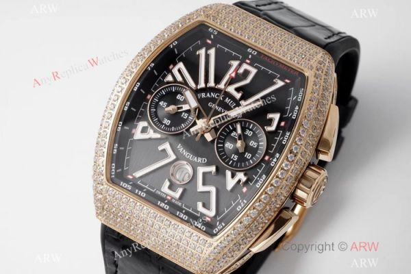 Swiss Grade One Copy Franck Muller Vanguard Yachting V45 Seagull 7750 Watch Rose Gold Diamond Case Swiss Grade One Copy Franck Muller Vanguard Yachting V45 Seagull 7750 Watch Rose Gold Diamond Case