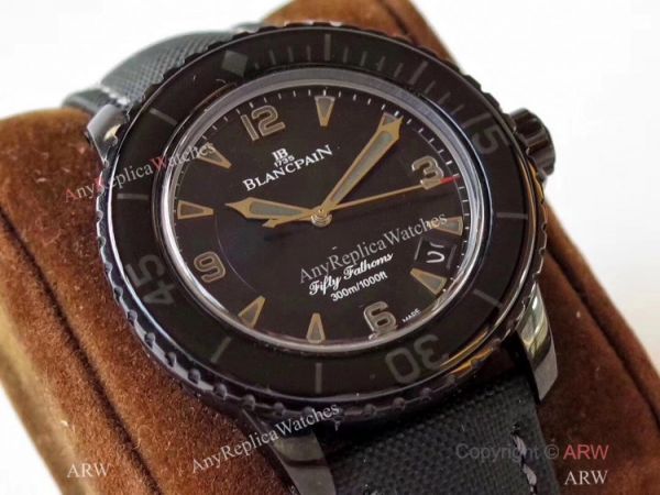 ZF Factory Swiss Replica Blancpain Fifty Fathoms Watch Solid Black ZF Factory Swiss Replica Blancpain Fifty Fathoms Watch Solid Black