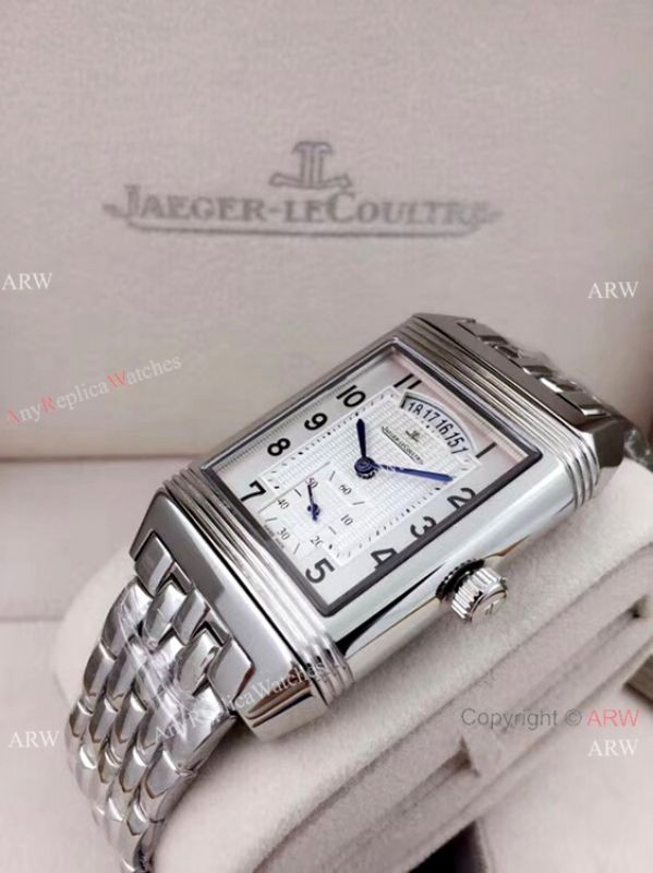 Clone Jaeger LeCoultre Grande Reverso Duo Stainless Steel White Watch with Date Clone Jaeger LeCoultre Grande Reverso Duo Stainless Steel White Watch with Date