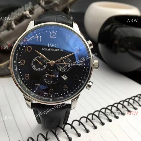 Faux IWC Portugieser Chronograph Watch White Arabic Leather Strap Faux IWC Portugieser Chronograph Watch White Arabic Leather Strap
