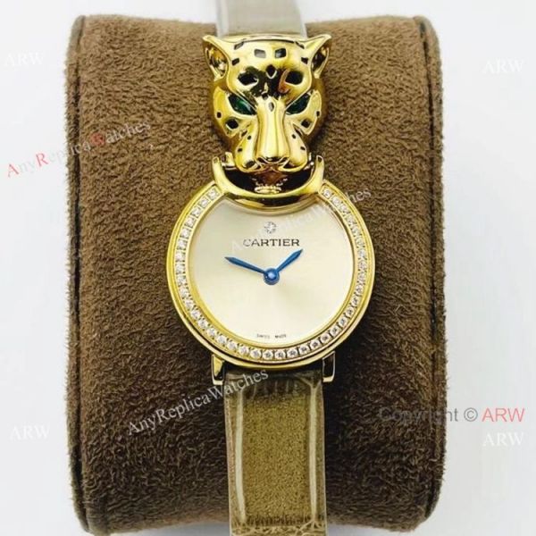 New! Copy Cartier Panthere Gold Diamond Lady Watches Swiss Quartz New! Copy Cartier Panthere Gold Diamond Lady Watches Swiss Quartz