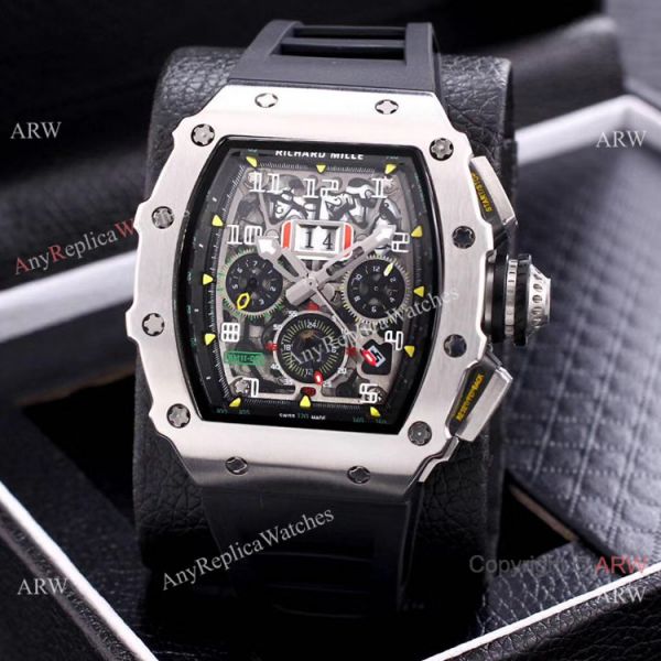 AAA Quality Richard Mille Flyback RM11 Yellow Strap Stainless Steel Watch AAA Quality Richard Mille Flyback RM11 Yellow Strap Stainless Steel Watch