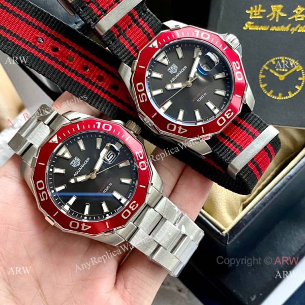 Japan Grade Copy Tag Heuer Aquaracer 300 Quartz Watch Red Nato Strap Japan Grade Copy Tag Heuer Aquaracer 300 Quartz Watch Red Nato Strap