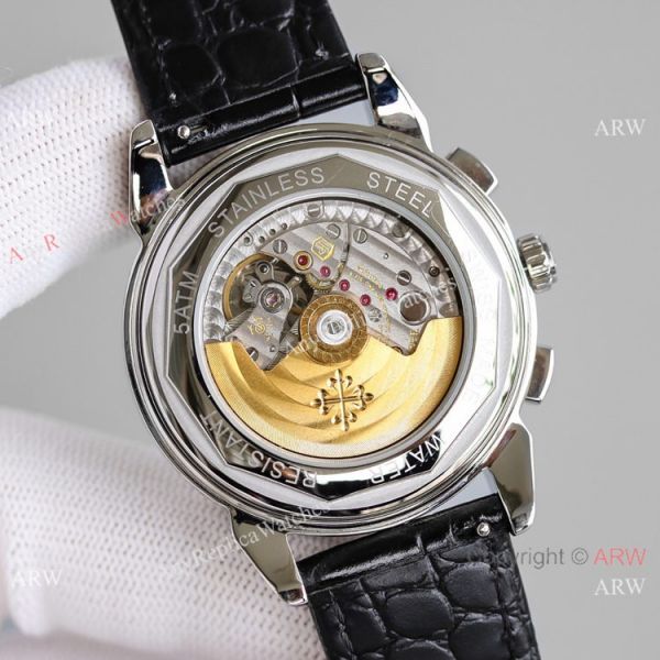 JH Swiss Copy Patek Philippe Perpetual Calendar Chronograph Watch SS Black Dial JH Swiss Copy Patek Philippe Perpetual Calendar Chronograph Watch SS Black Dial