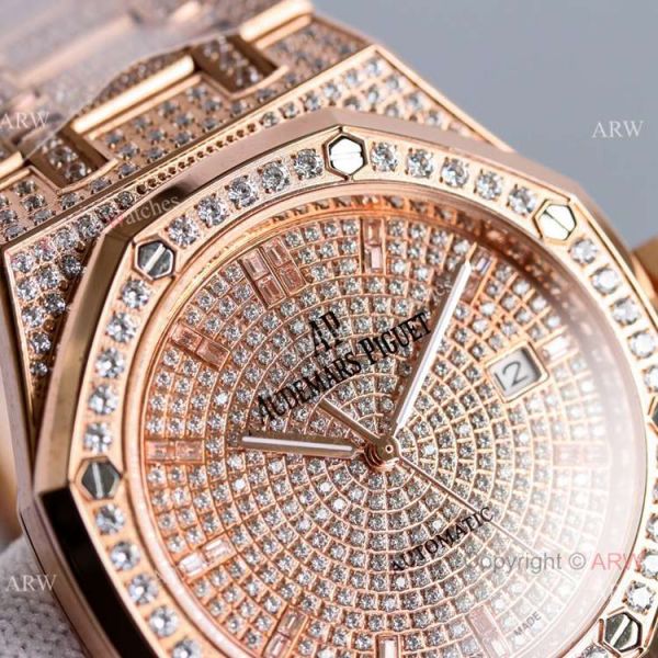 Best Audemars Piguet Royal Oak Rose Gold Full Diamond Automatic Watch 41mm Best Audemars Piguet Royal Oak Rose Gold Full Diamond Automatic Watch 41mm