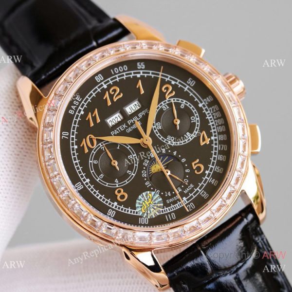 JH Swiss Replica Patek Philippe Perpetual Calendar Chronograph 5270z Watch Rose Gold Diamond Bezel JH Swiss Replica Patek Philippe Perpetual Calendar Chronograph 5270z Watch Rose Gold Diamond Bezel
