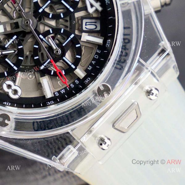 2021 New Hublot Unico Sapphire Transparent Chronograph Watch Black Inner 2021 New Hublot Unico Sapphire Transparent Chronograph Watch Black Inner
