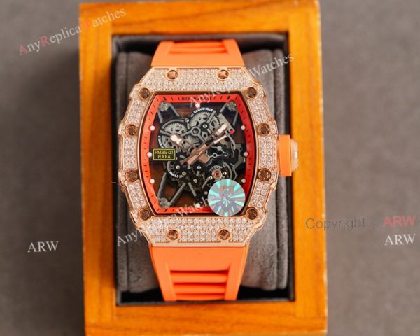 (RM Factory) Knockoff Diamond Richard Mille RM35 01 Rose Gold Watch Red Rubber Band (RM Factory) Knockoff Diamond Richard Mille RM35 01 Rose Gold Watch Red Rubber Band