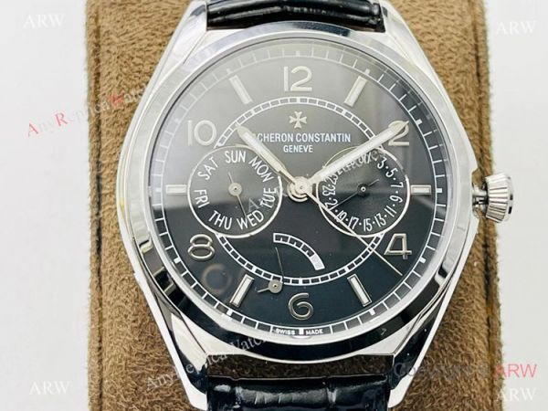 TW V2 Vacheron Constantin Fiftysix (day-date) Replica watch Black Dial Leather Strap TW V2 Vacheron Constantin Fiftysix (day-date) Replica watch Black Dial Leather Strap